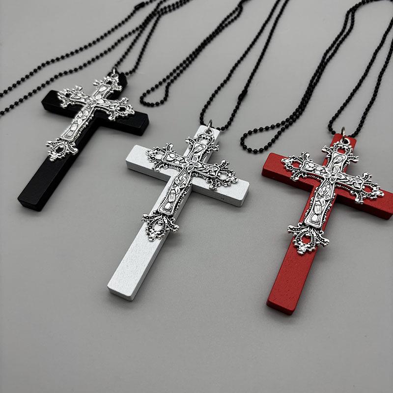 Y2K Gothic Kreuz Choker Halskette - Punk Retro Nonne Lolita Accessoire