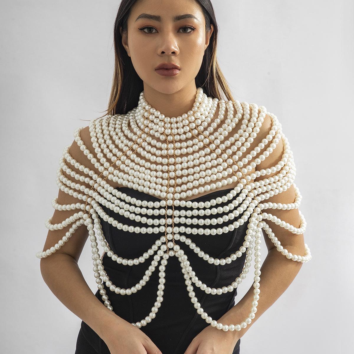 

INS ручной работы искусственный жемчуг галстук-бабочка сексуальное ожерелье для тела нагрудная цепочка украшения для тела для женщин роскошный топ с жемчугом бюстгальтер нагрудная цепочка