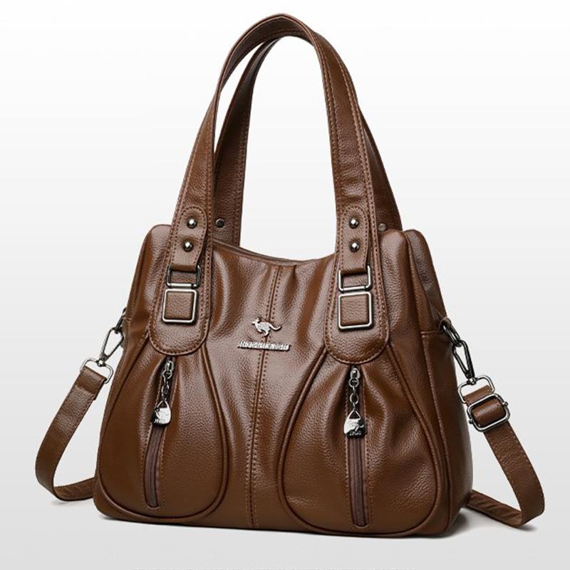 Vintage Faux Leather Handbag for Women Multi-pocket Shoulder Bag Casual Commuter Tote Bag Perfect for Daily Commuting Shopping Ladies' Holiday Gifts