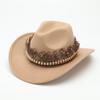 Western cowboy hat autumn and winter outdoor travel knight hat Tibetan ethnic style feather jazz hat top hat