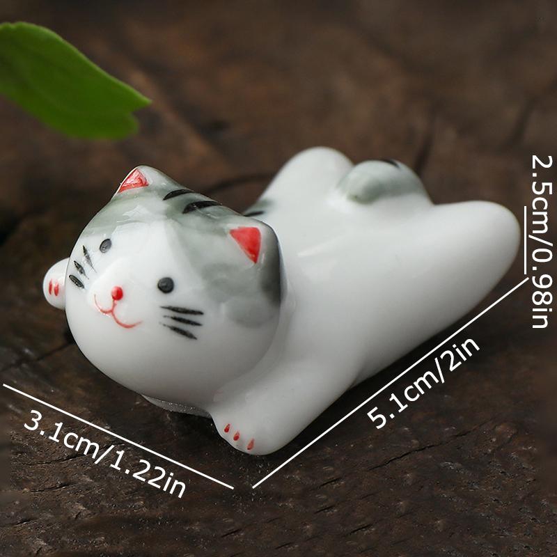1 Piece of Chinese Style Creative Cat Durable Chopstick Holder Ceramic Cute Holder Portable Holder Decoration