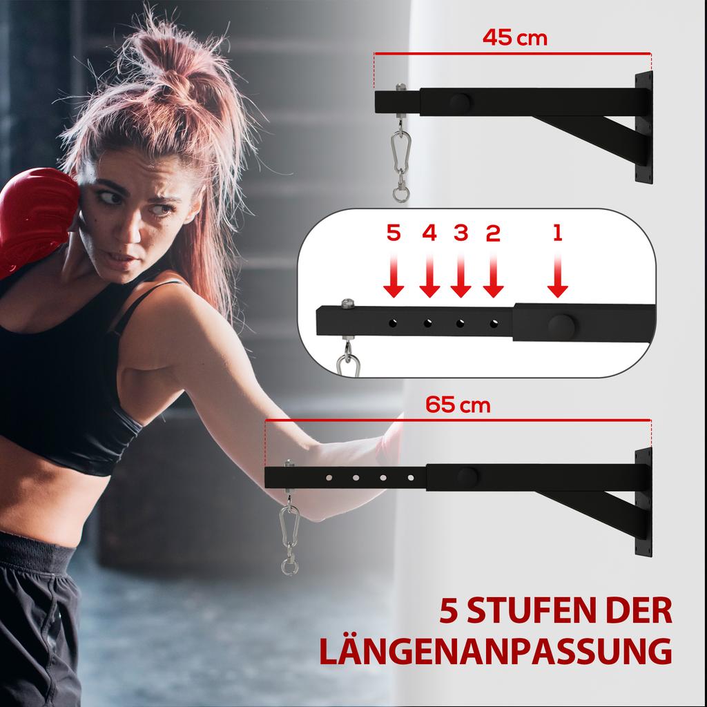 Punch Bag Wall Bracket, 5-Length Adjustable Boxing Bag Bracket for Kickboxing, Muay Thai, Punching Training