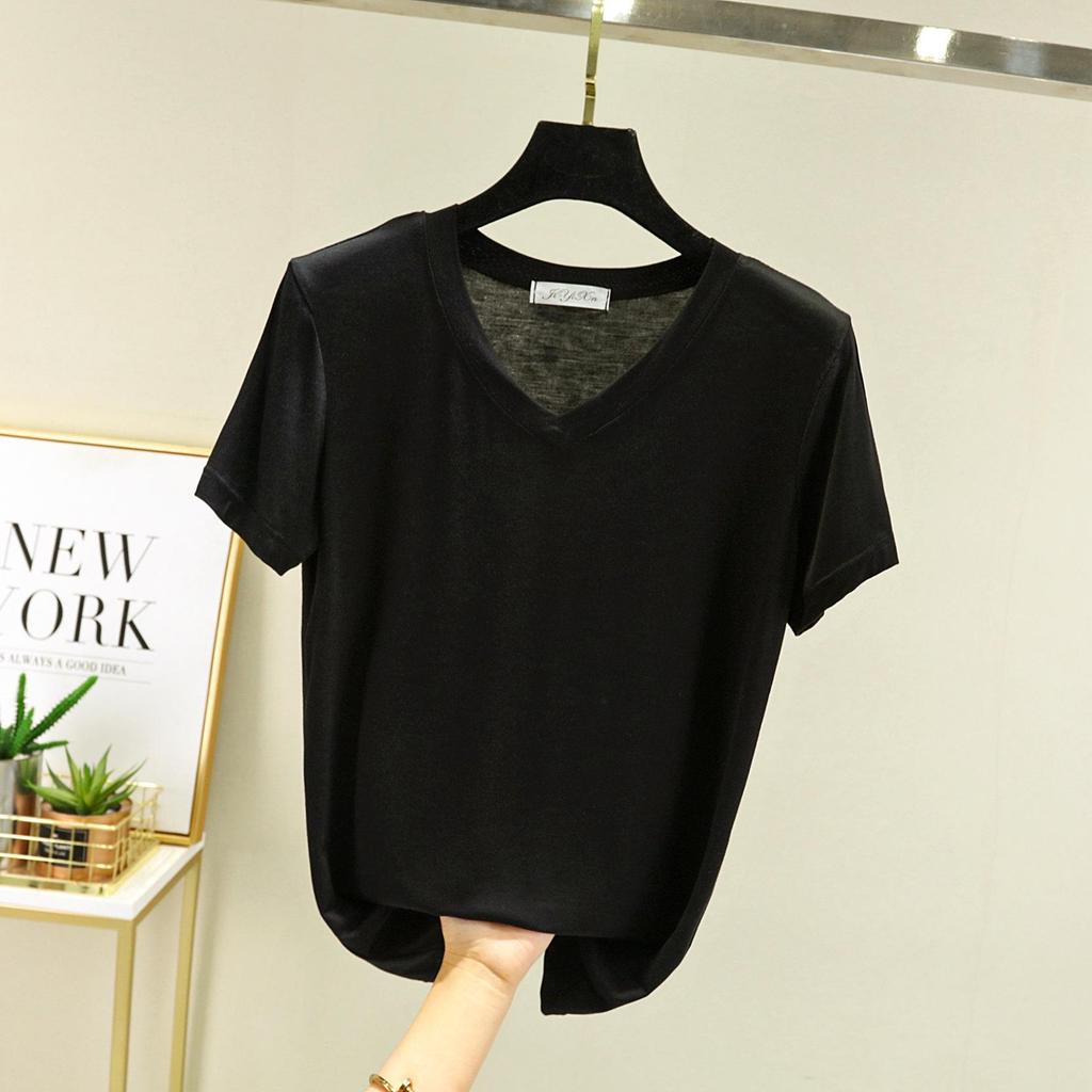 2025 Women's Modal V-neck Slimming Short Sleeve Cotton Top