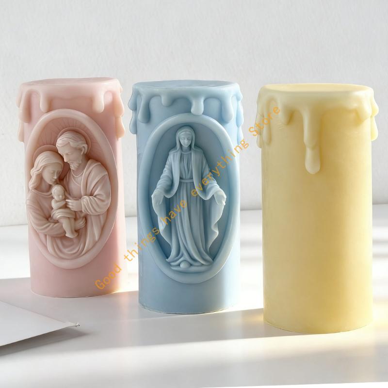 Nativity Embossed Cylinder Silicone Mould Silicone For Making Soap Chocolate Holiday Decoration 55KF
