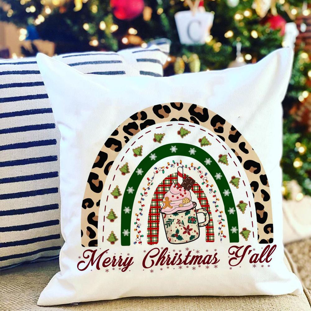 

Merry Christmas Pillow Cover 45x45cm Throw Pillowcase Winter Christmas Decorations for Home Tree Deer Sofa Cushion Cover 450mm*450mm