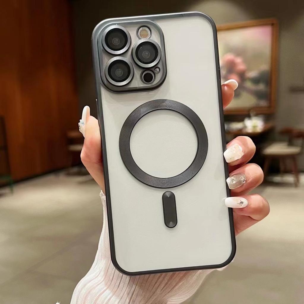 Applicable To Apple 14Pro Mobile Phone Case IPhone 15 Original Color Matte Electroplated Matte Titanium Silver TPU Magnetic Case