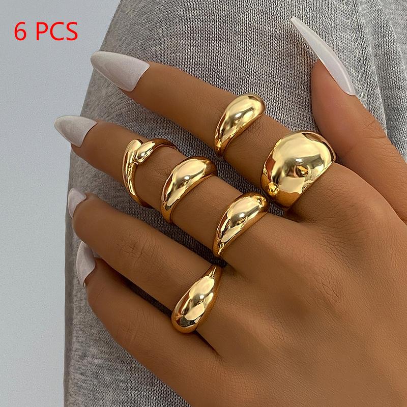 1Set Vintage Metal Rings For Women Men Gift Personalized Punk Hip Hop Irregular Exaggerated Knuckle Joint Rings