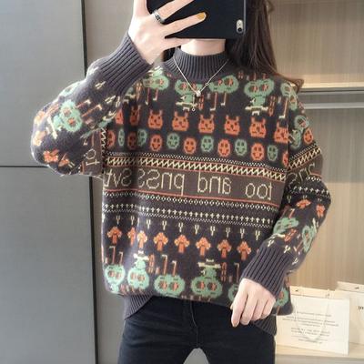 New Female Cartoon Study Pullover Warm Knitted Sweater