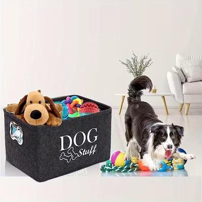 1 Pièce Grande Boîte de Rangement en Feutre pour Jouets d'Animaux - Convient aux Jouets pour Chiens, aux Couvertures et Accessoires, et Panier de Rangement Divers.