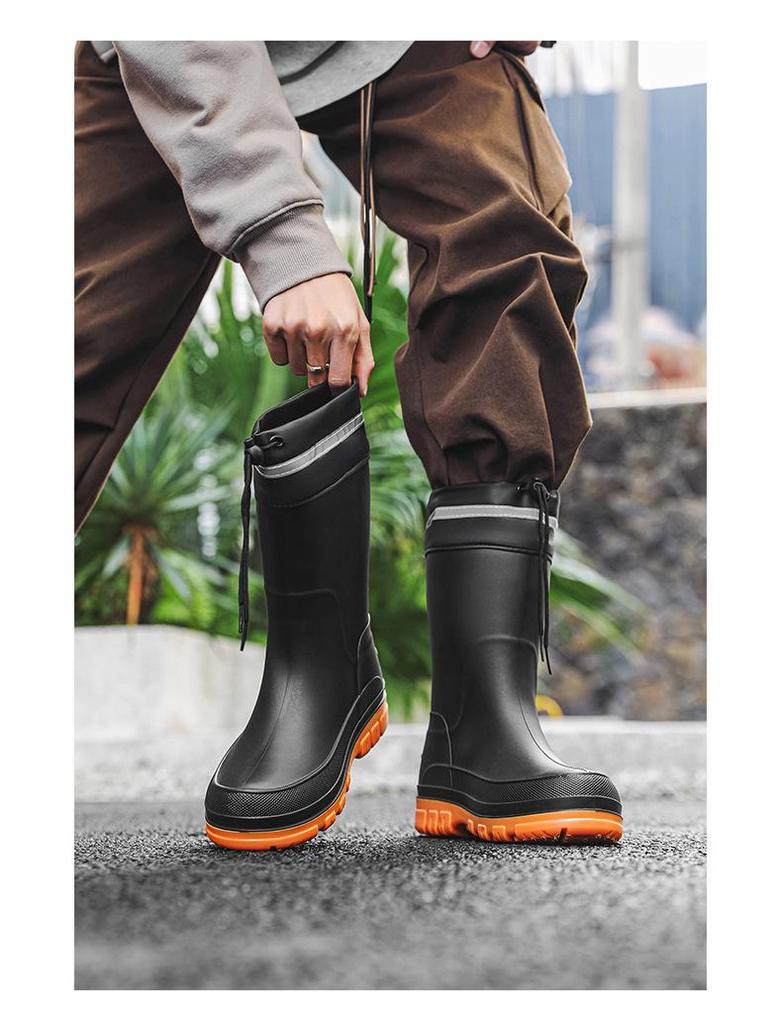 Men's Waterproof Non-Slip Mid-Calf Rain Boots - Korean Style Fashion for All Seasons