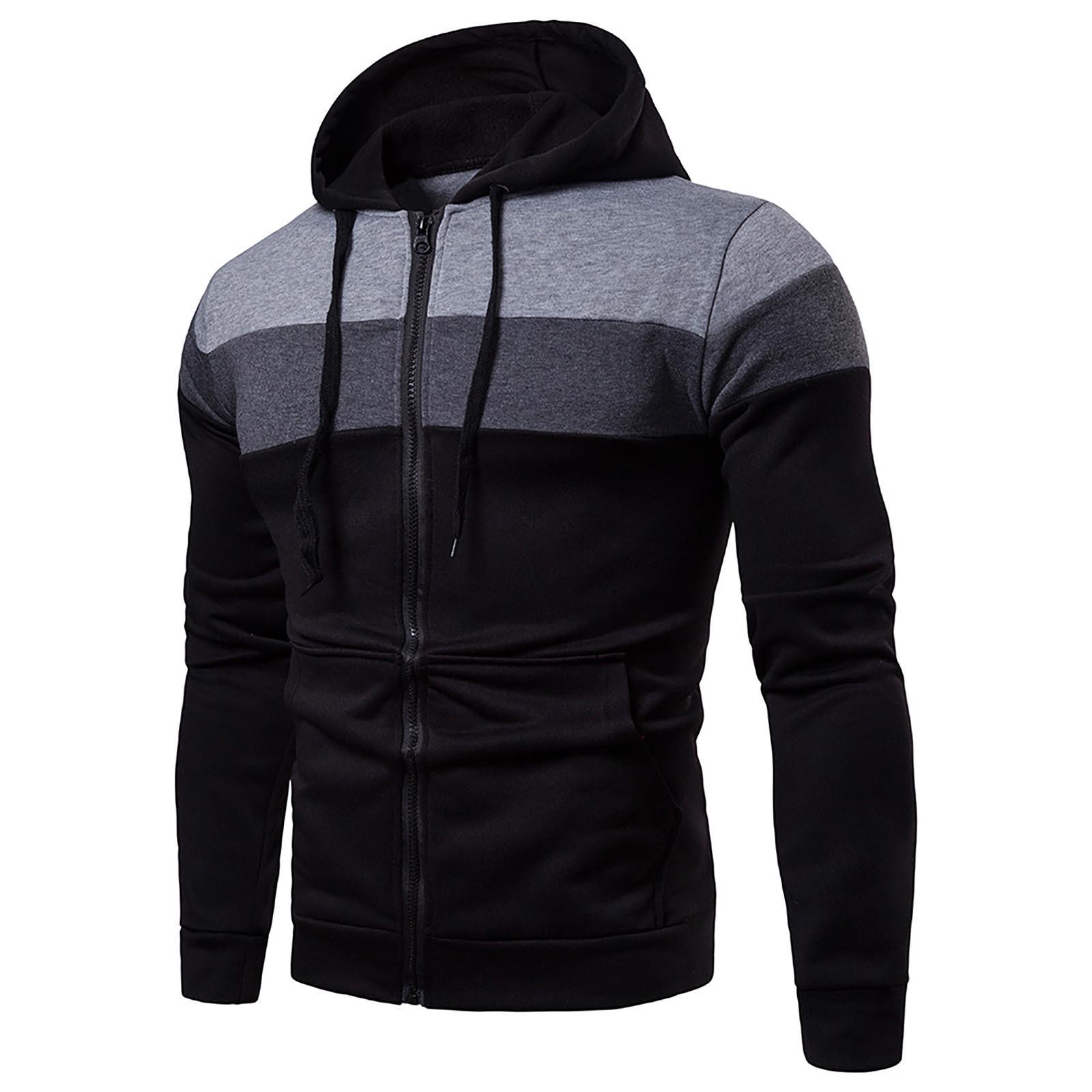 

Men s Zippered Hoodie Winter Plush Insulation Sweater Patchwork Casual Cardigan Jacket Sweatshirt M