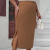 Knit Bodycon Skirt for Women High Waist Knee Length Bodycon Skirts Slit HIPS-Wrapped Casual Work Vacation Long Skirt Breathable Comfortable Plus Skirt