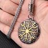 European and American Style Viking Odin Compass Rune Pendant Necklace Stainless Steel Men's and Women's Fashion Titanium Steel Jewelry Pendant