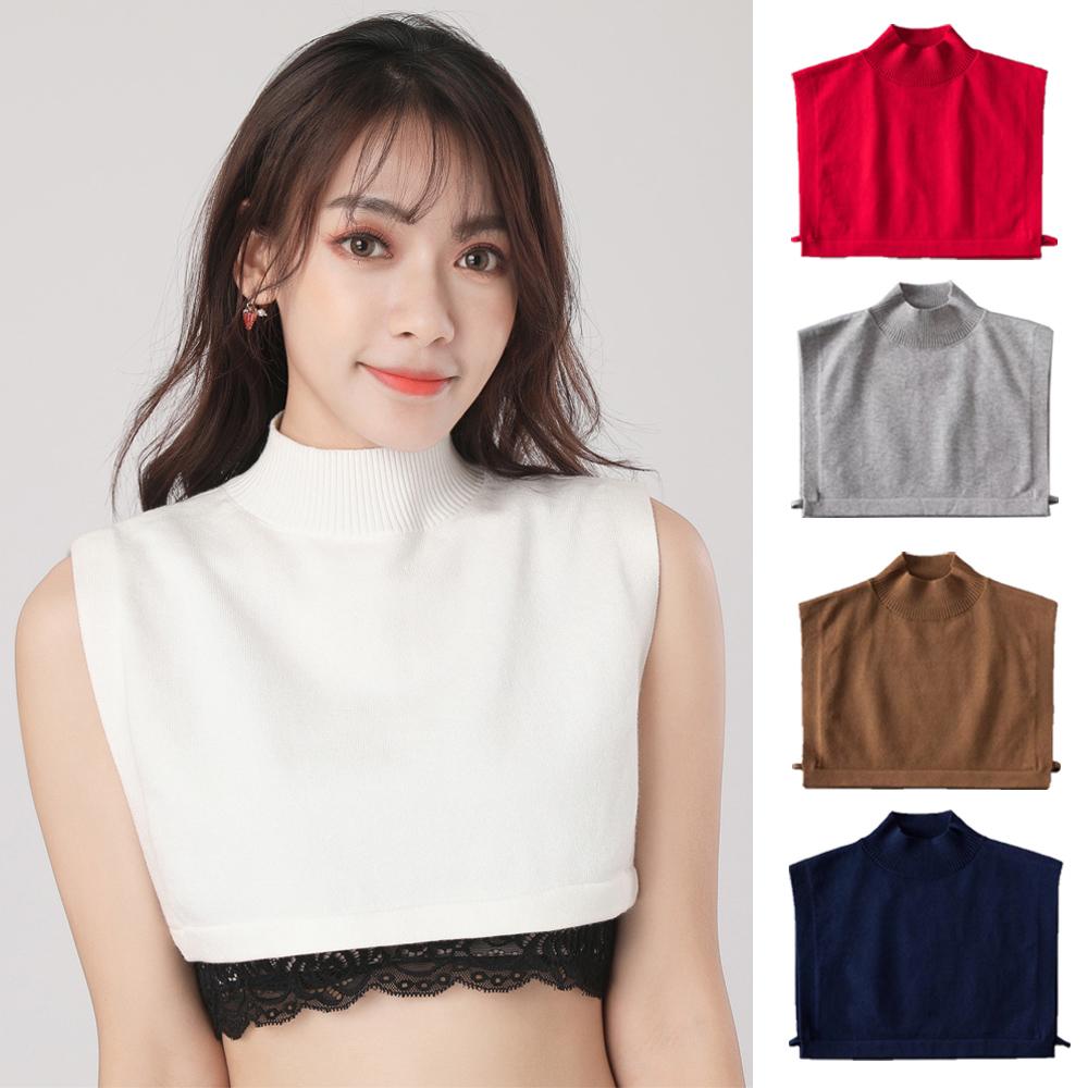 Winter Knitted Fake Collar Detachable Turtleneck Collar for Women Sweater Coat Neck Scarf Warm Woolen Windproof False Collars