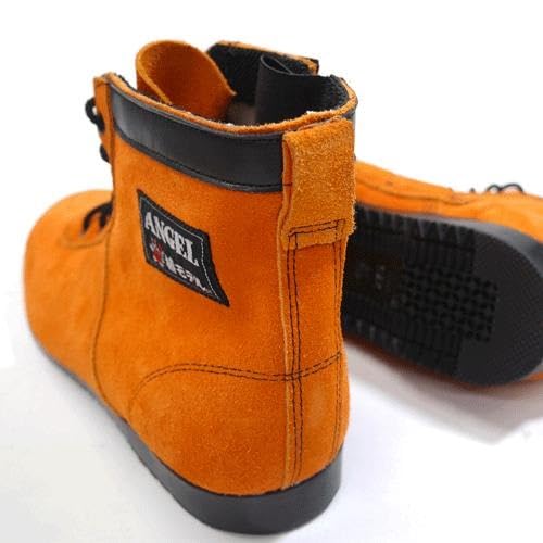 Velor modified safety shoes with maple cowhide steel JIS standard certified CHS29 [Tsubaki Model] medium-knit zipper, (orange), chrome, toecap,