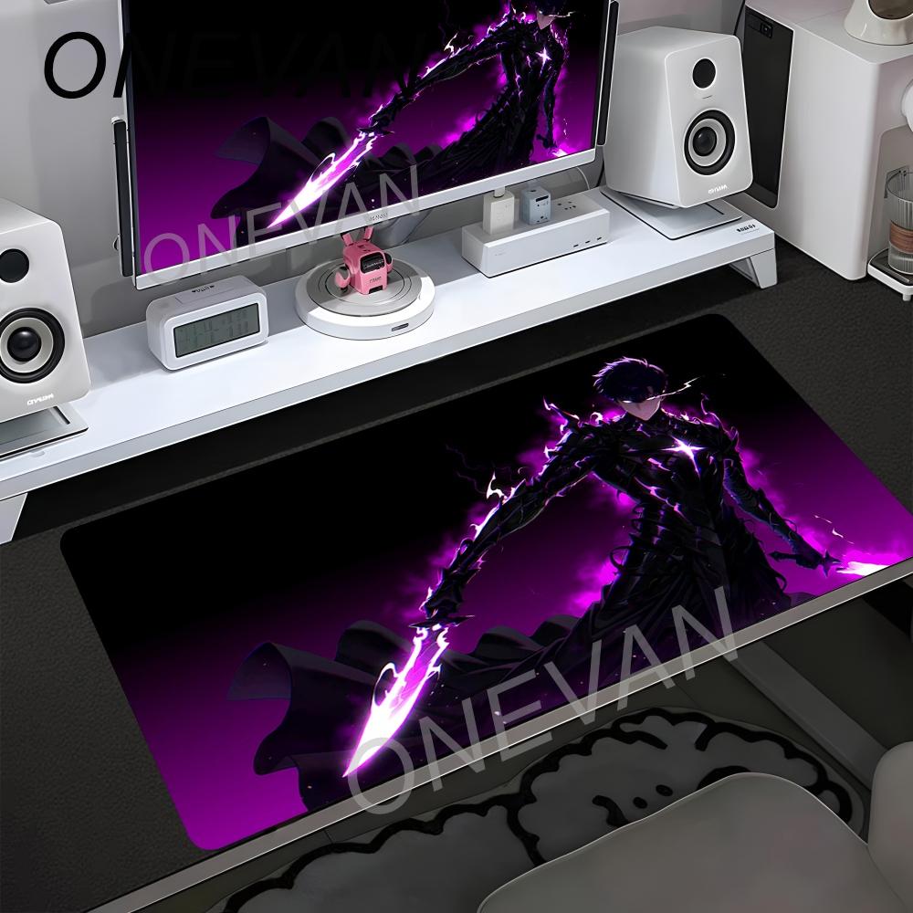 HD-Druck Anime Solo Leveling Mauspade 900x400mm Computer Gamer Verriegelte Kante Rutschfestes Mauspade XXL Tastatur PC Schreibtischschutz