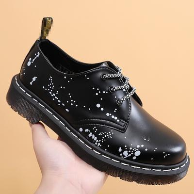 1 Low-top Martin Shoes Men's Leather Models Rainy Day Graffiti Large Size Short Boots Non-slip Casual Shoes