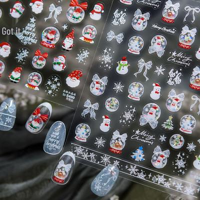 Tomoni Winter Jelly Nail Art Stickers - Snow White Crystal Ball Ornament Mixed Pack