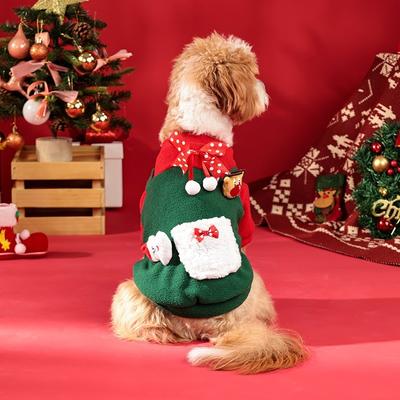 Automne Hiver Vêtements pour Animaux Fête de Noël Père Noël Noël Poche Elan Jouet Vêtements