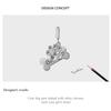 WOSTU Real 925 Sterling Silver Dog Paw Footprint Bead Pink Zircon Bone Charm Fit Original Bracelet Pendant Jewelry