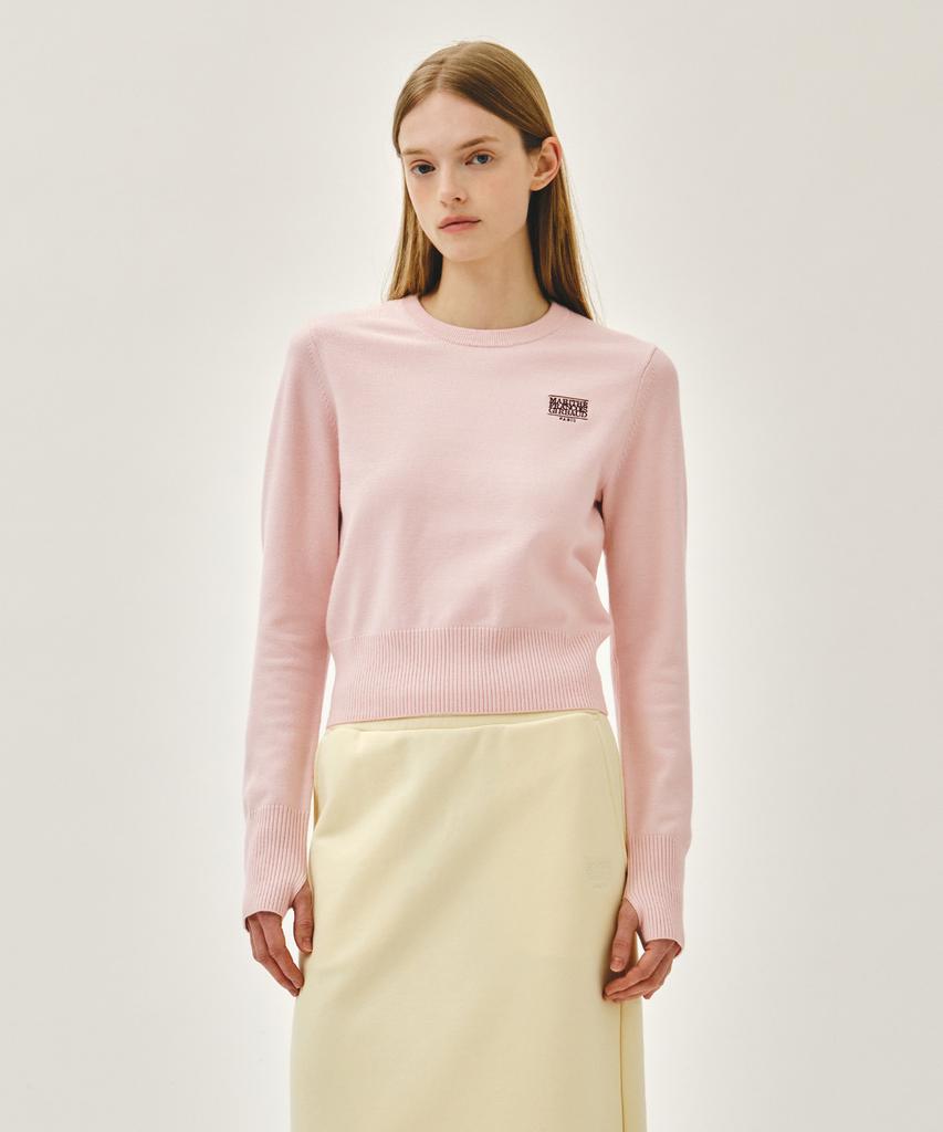 Malittepeulangsowajeobeo W Small Classic Logo Crop Knit Pullover Pink