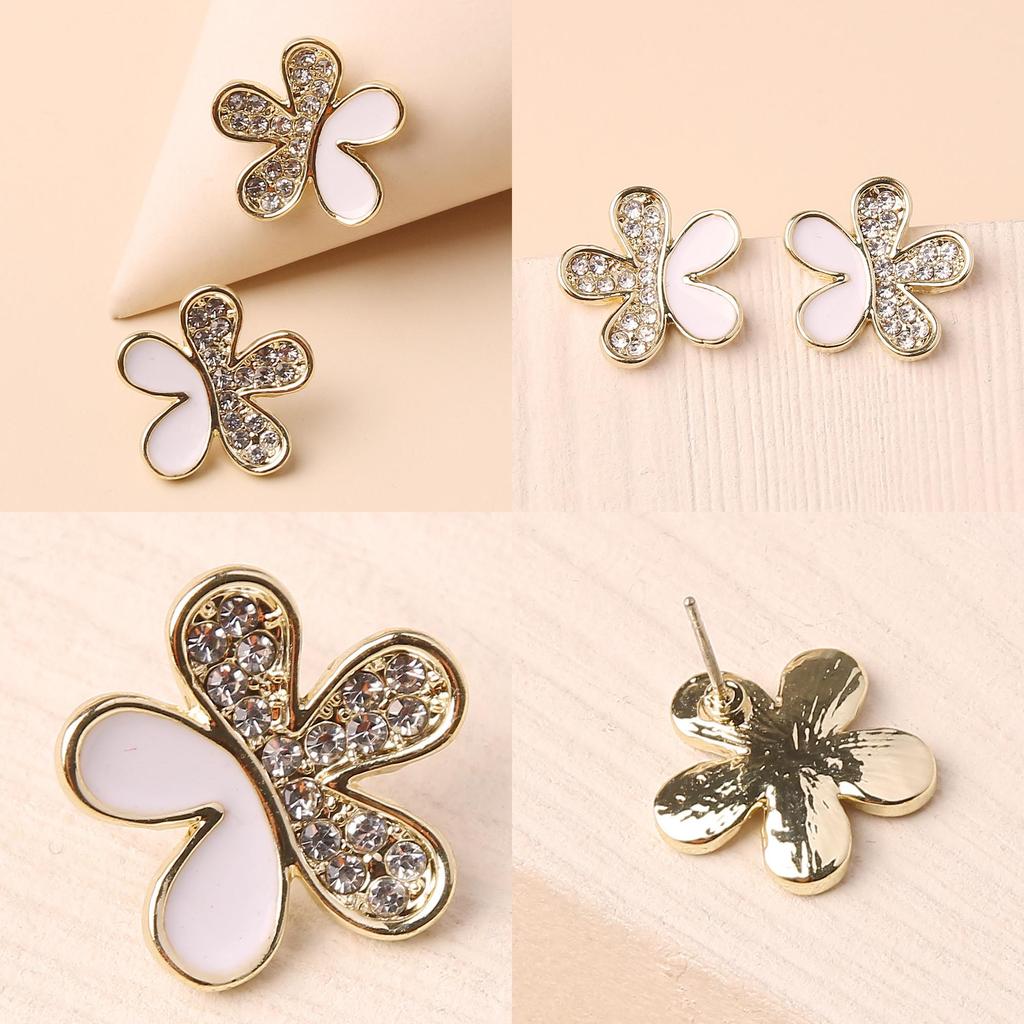 Female Jewelry Gift Summer 2021 Floral Earrings With Rhinestone Accents