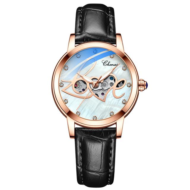 Chenxi 8832 Luxury Green Female Mechanical Watch Nice Leather Band Water Resist Date Display Super Slim Leisure Watch Design
