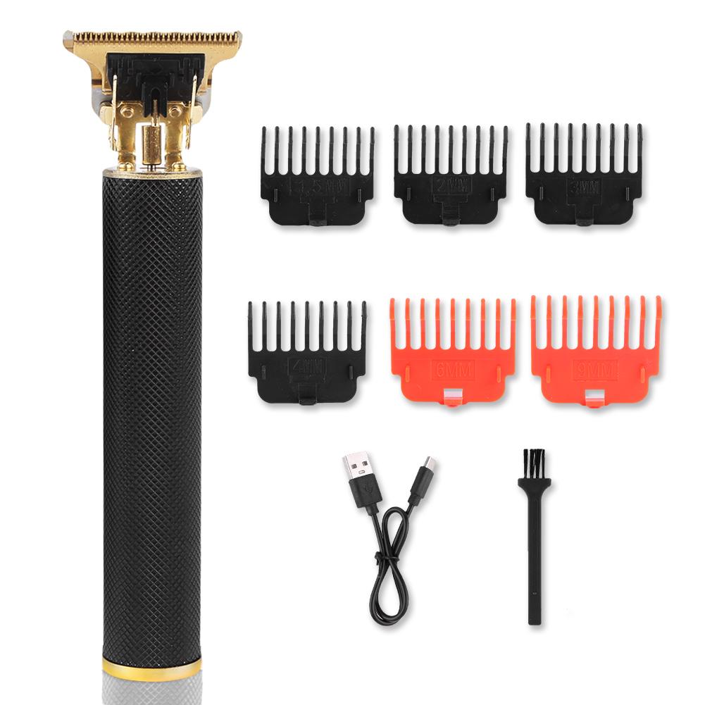 

Триммер для волос, беспроводная машинка для стрижки волос, USB-зарядная электрическая бритва, Т-образное лезвие, парикмахерские машинки для стрижки, нескользящие, для мужчин чёрный