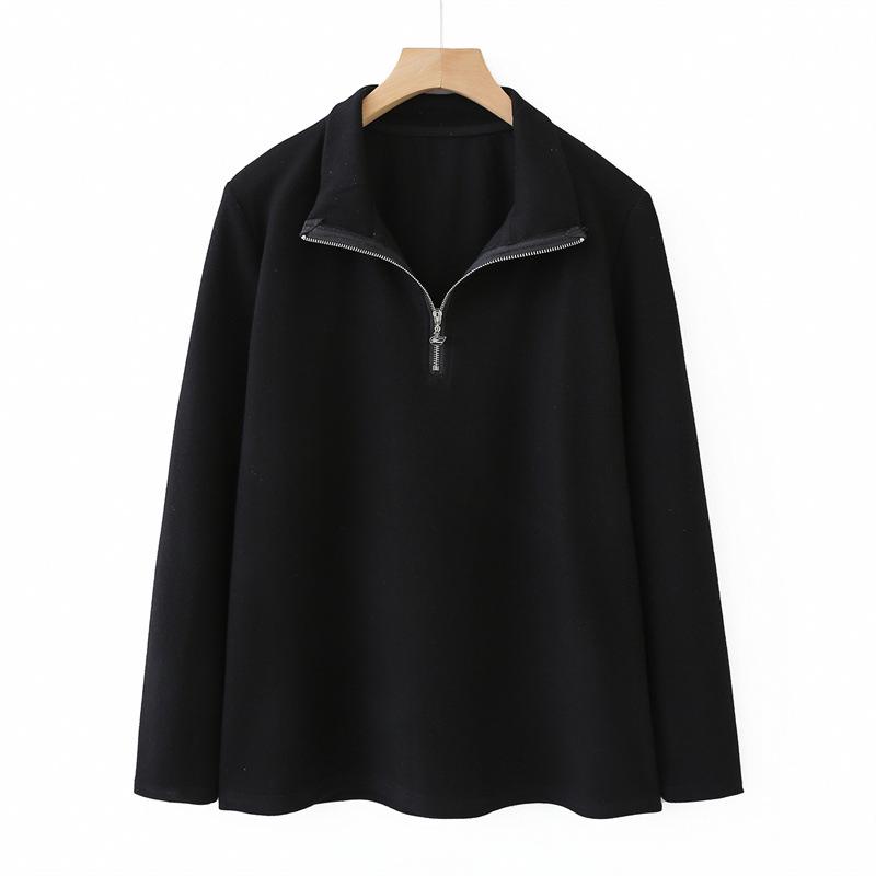 2026 Spring Plus Size Women s Long Sleeve Lapel T-shirt - Versatile & Simple 3XL чёрный