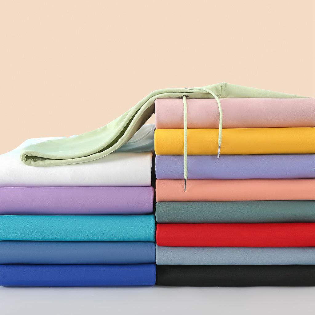 Loose Oversized Drop Shoulder Hooded Pullover Sweatshirt with Pocket - Solid Color, European Size, Customizable Design