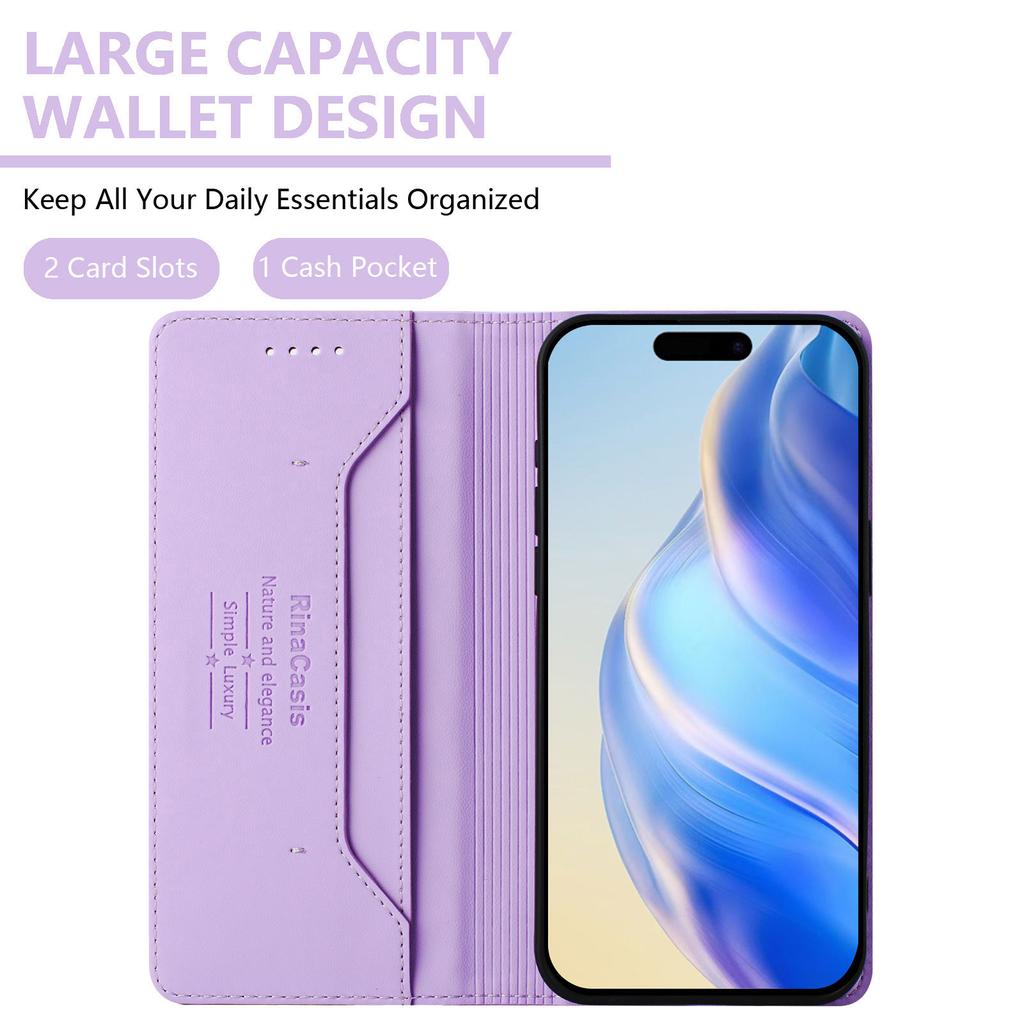 Luxuriöse Lederhülle für Fujitsu Arrows We2 Plus/F-51E/Arrows We2/F-52E RFID-blockierende Kartenfächer Magnetische Anziehungskraft Ständer Stoßfeste Klapphülle