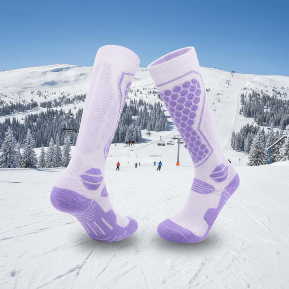 Weiches dickeres Design Skisocken Warm Hohelastisch Sportsocken Kniehoch Feuchtigkeitsableitend Outdoor Wandersocken Outdoor Sportarten