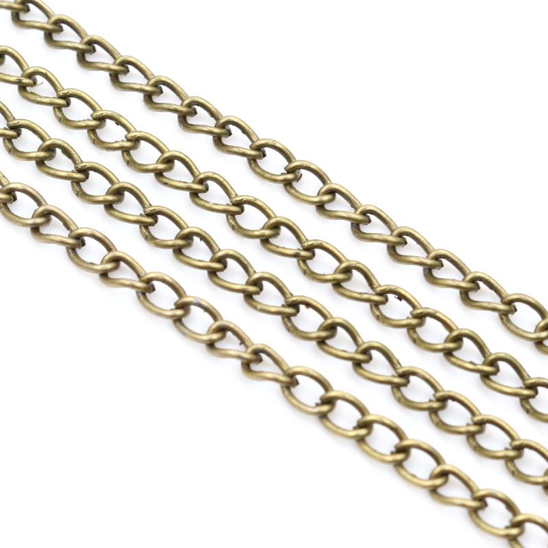5 Meters/lot 3x2mm 4x3mm Bronze Gold Silver 5 Colors Plated Unwelded Iron Cable Chains DIY Jewelry Making Findings Accessories
