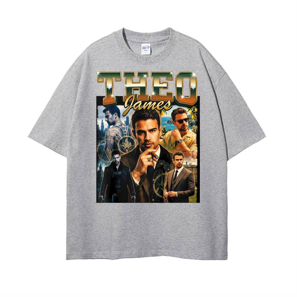 Theo James Sweater Minimalist Portrait Crewneck Print Tshirt Men Women Fashion High Street T Shirts ONeck Short Sleeve T Shirt