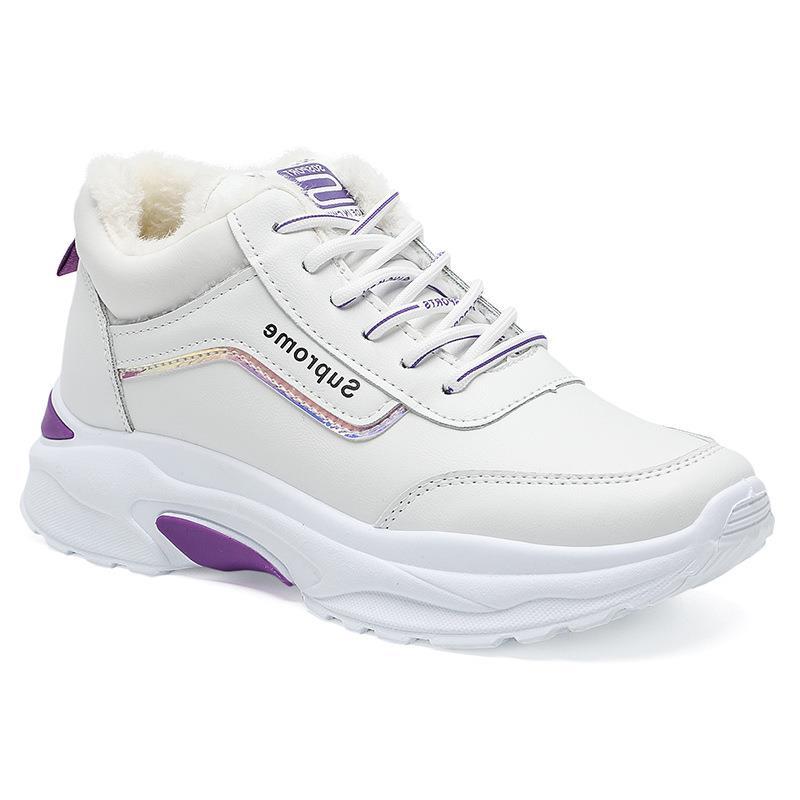 Cotton shoes 22 winter new sports shoes fleece thickened thermal casual shoes leather surface