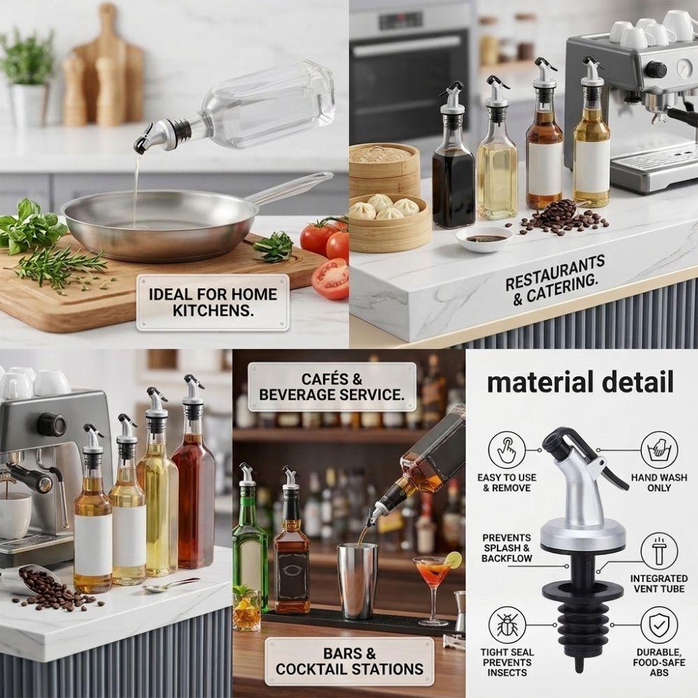 5pcs Anti-Drip Design Oil Bottle Spout ABS Bottle Pourer Dispenser Safe Leak Proof Nozzle Kitchen