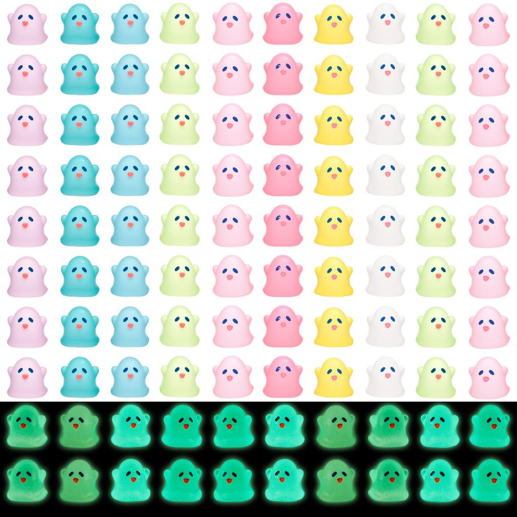 50/100Pcs Luminous Mini Resin Ghost Figurine Glow in The Dinosaur Fish Tank Decor DIY Garden Halloween Christmas Ornaments