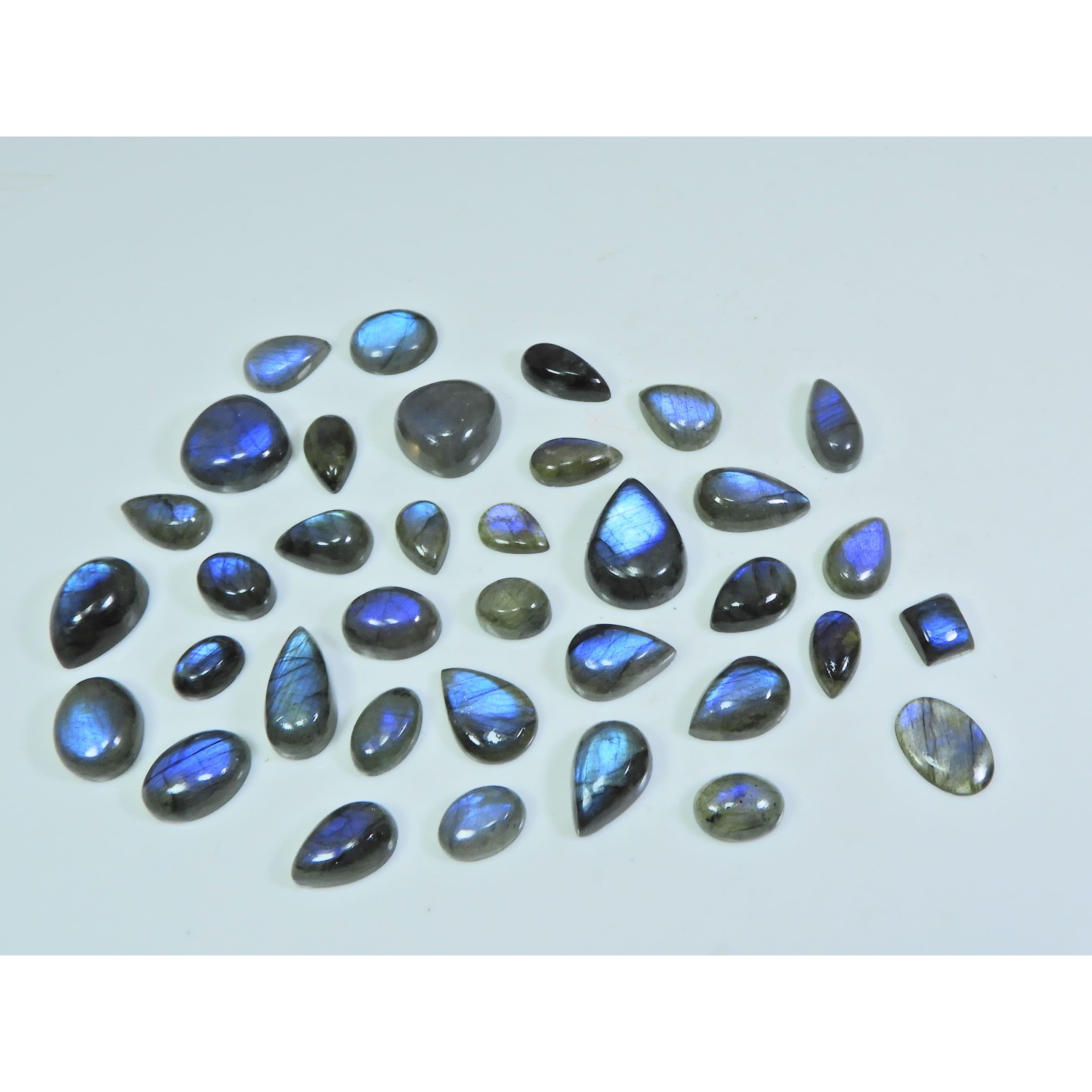 

6X8-13X14MM Natural Blue Labradorite Pear Cabochon Loose Gemstone 36Pcs Lot SY-336