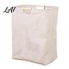 Cotton And Linen Laundry Organizer Basket with Wooden Handles Large Space Saving Bag Basket Storage Foldable for Families Collapsible Hamper