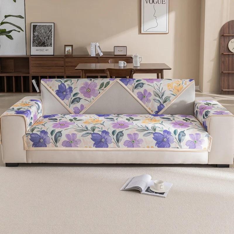 Summer Ice Silk Sofa Cover for Living Room Pet Dog Cool Feeling Sofa Towel Non-Slip Universal Couch Cushion Protector Covers