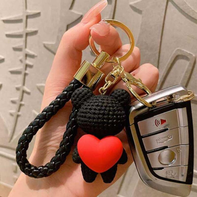 Teddy Bear Couple Keychain, Chaki Bag, AirPod Keychain