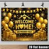 2D Glitter Gold Fireworks Welcome Home Photography Background