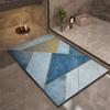 Blue Geometric Pattern Carpet Bathroom Absorbent Anti Slip Rug Dirt Resistant Wear-resistant Entrance Door Mat