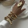 Meter Sense Fashion Trend Alloy Smooth Water Drop Hug Bracelet, Irregular Hollow Winding Ring