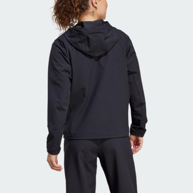 adidas Outdoor Travel Series Logo Sports Zip-Up Hoodie Women Jacket Black JI8283