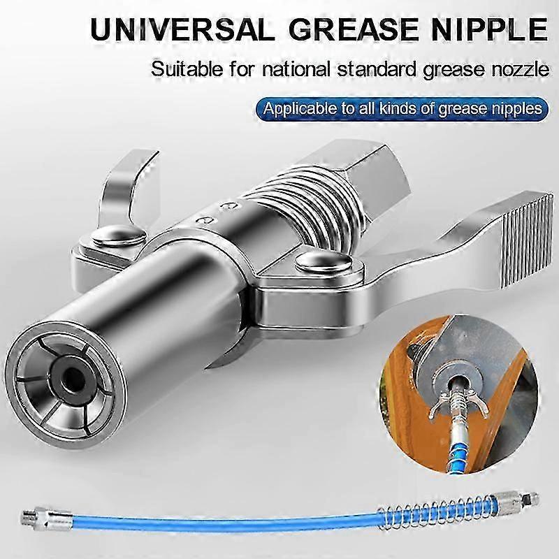 Grease Tool Coupler Quick Release Grease Gun High Pressure Grease Nozzle Car Syringe Lubricant Tip Stainless Steel Double Handle