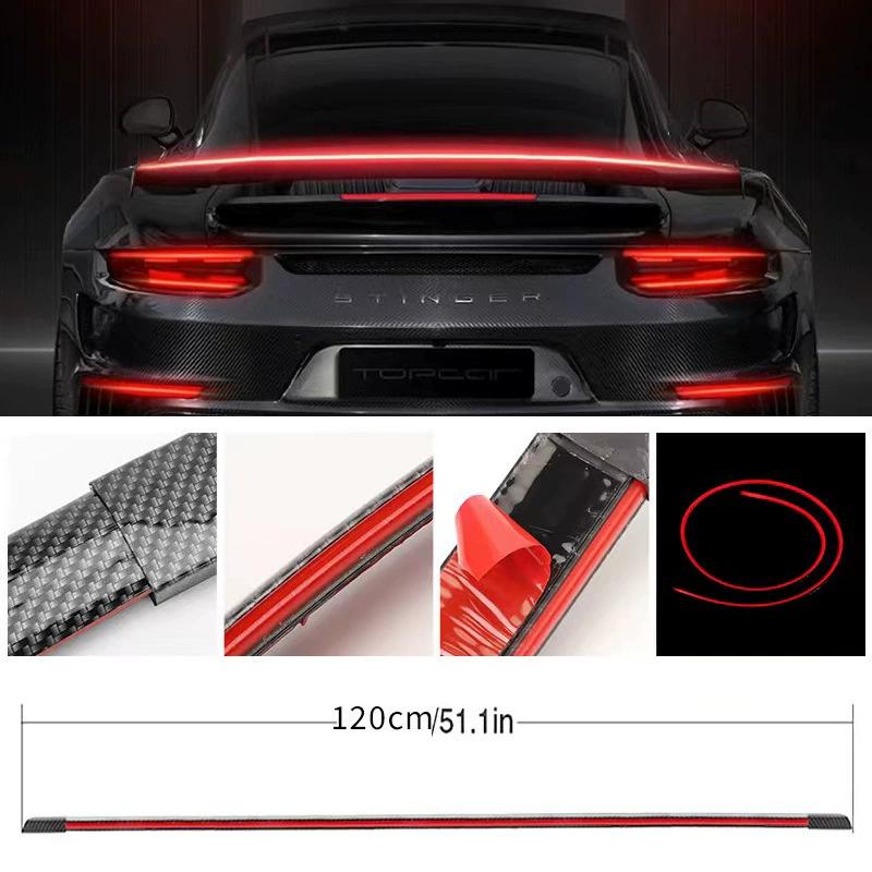 120 cm LED Spoiler Auto Licht Für Universellen Heckflügel Schwarze Kohlefaser Die 3. Rückleuchten LED Bremslicht 12V