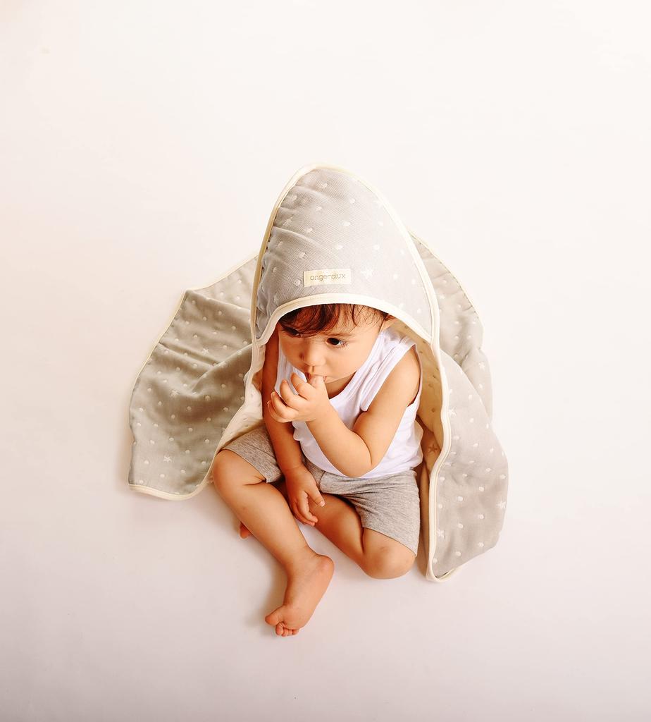 angerolux Baby Bath Towel, Baby Bathrobe, 6-Layer Gauze, Hooded, Made in Japan, Moss Gray