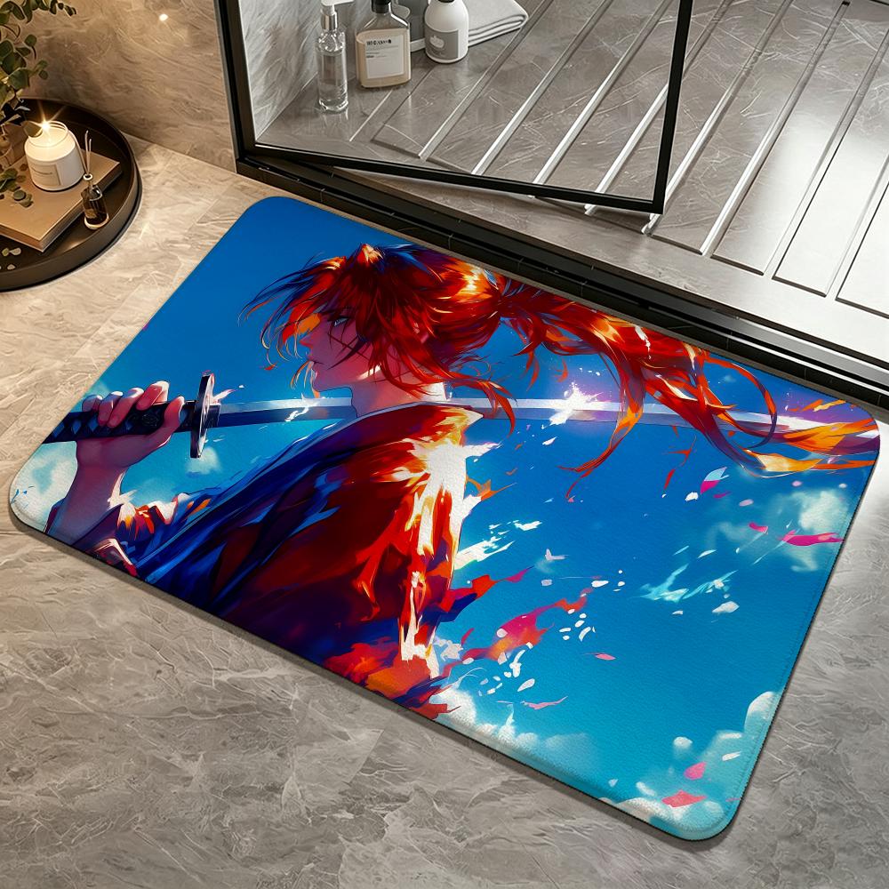 Rurouni Kenshin Floor Mat Bedroom Carpet, Bathroom Foot Mat, Doormat, Non-Slip Absorbent Multi-Use