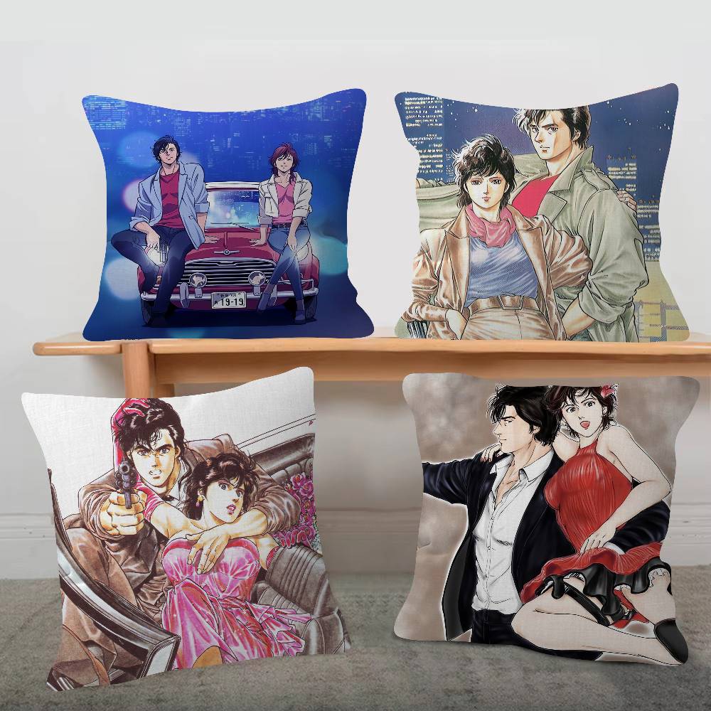Anime City Hunter Cute Cartoon Two-dimensional Pillowcase Bedroom Sofa Cushion Cover Nap Pillow Cover